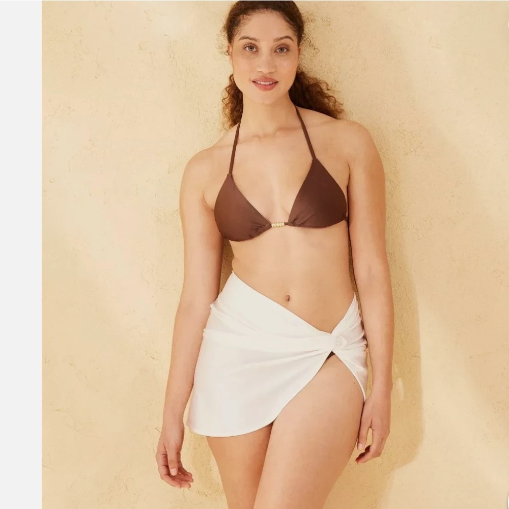 NWT Shade & Shore White Twist-Front Swim Cover Skirt